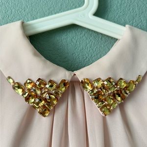 Ted Baker Pink Blouse with gem collar size2